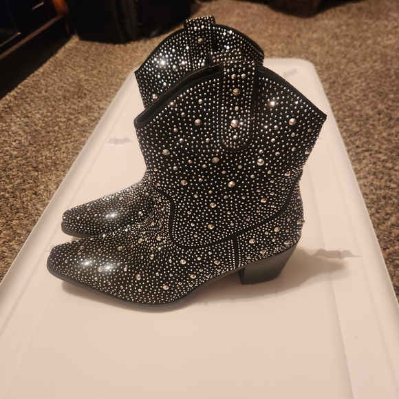Studded Black Ankle Boots - Picture 3 of 8
